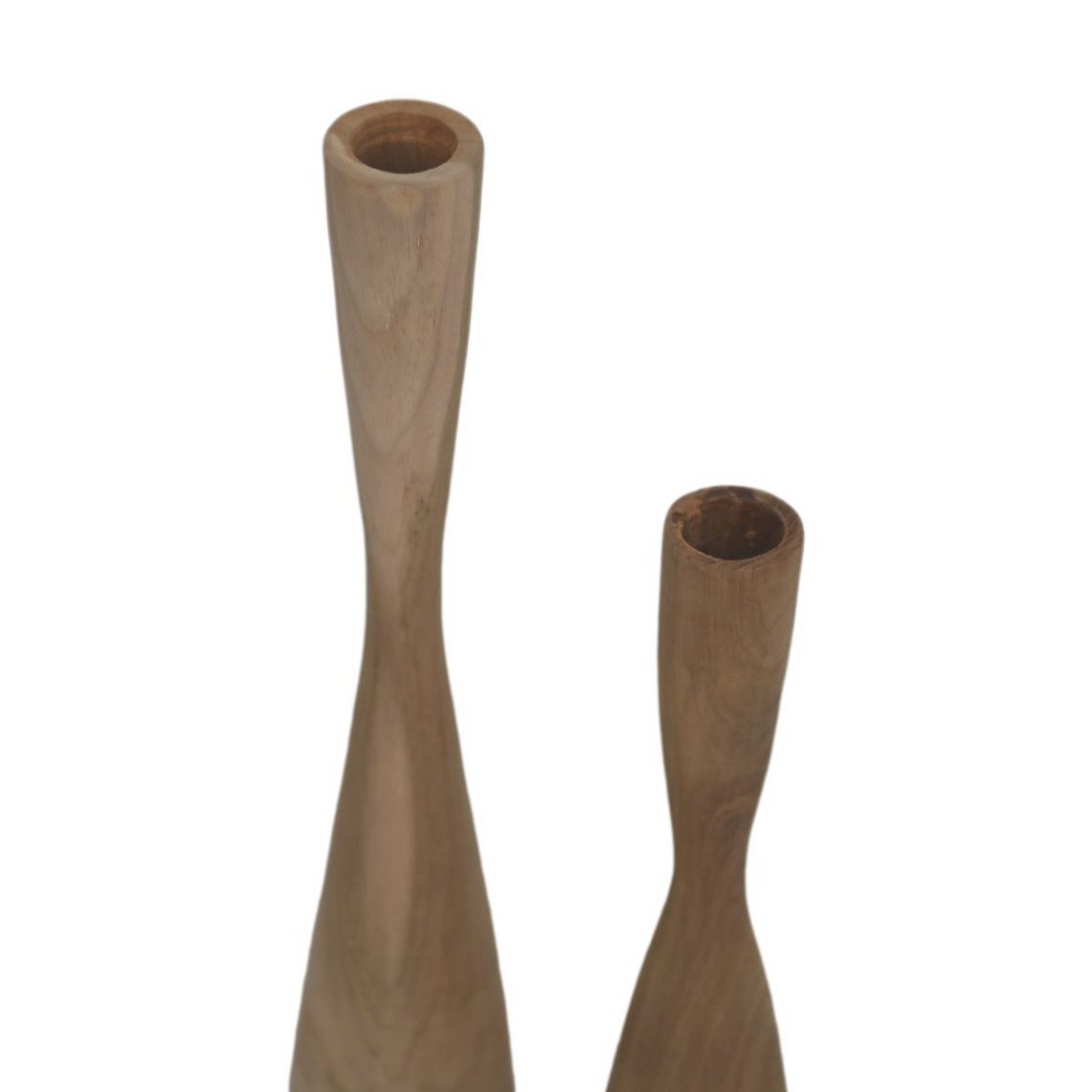 Candle Holder Set of 2  - ø8X32/ø8X42 - Natural - Teak