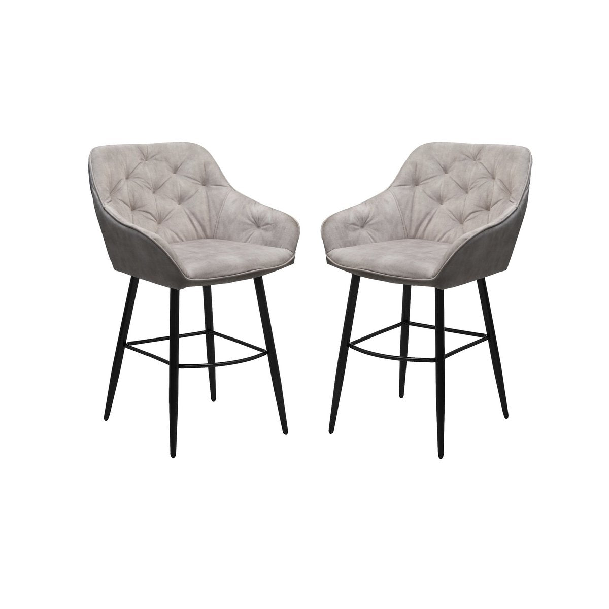 Barchair Liverpool - Set of 2 - 56x61x97  - Creme/Black - Velvet/metal