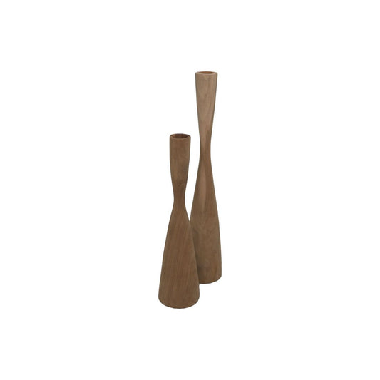 Candle Holder Set of 2  - ø8X32/ø8X42 - Natural - Teak