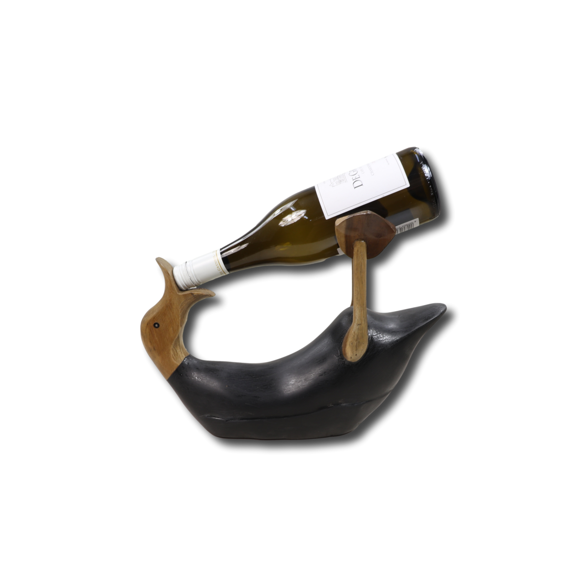 Bottle holder duck - 33x15x26 - Black - Teak/bamboo