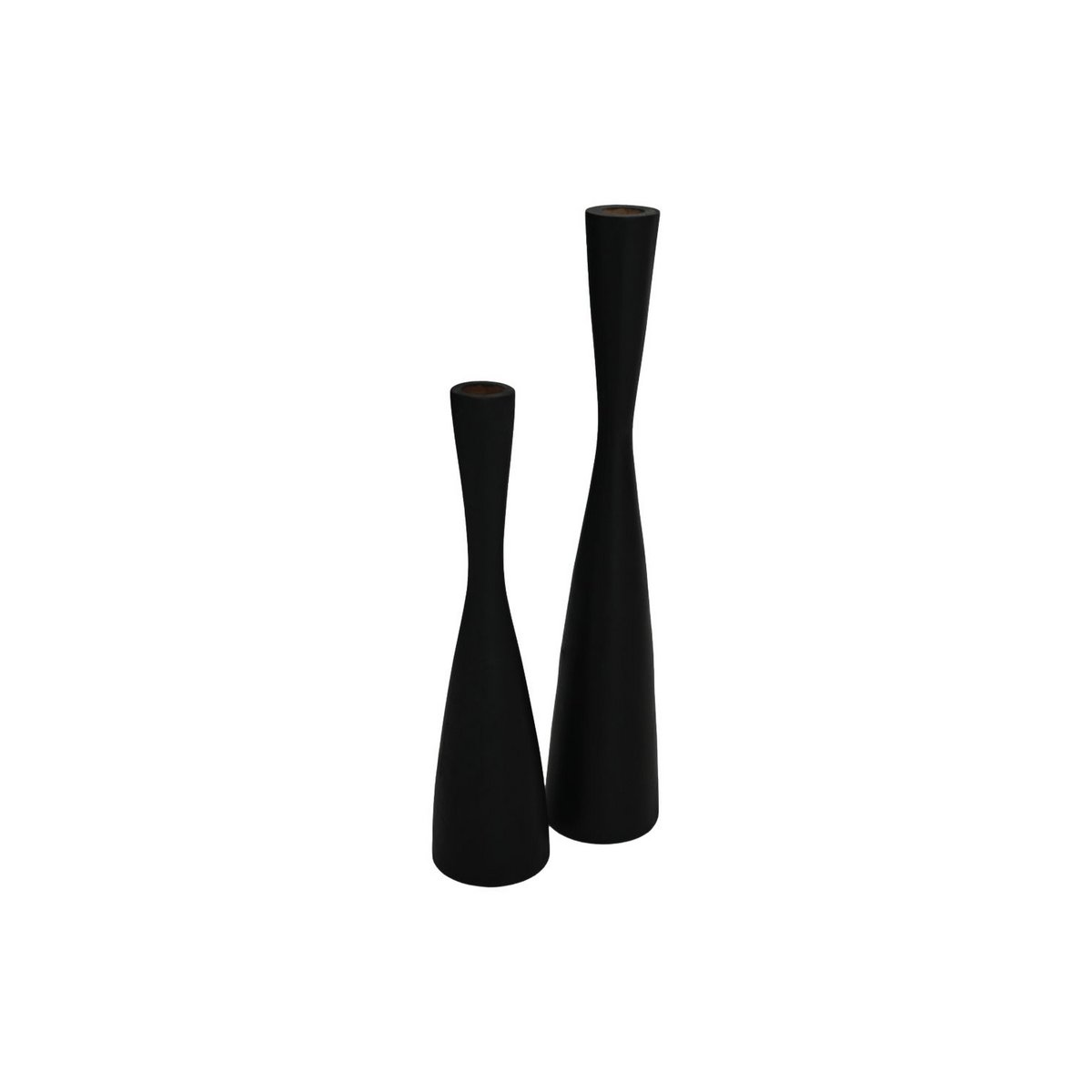 Candle Holder Set of 2  - ø8X32/ø8X42  - Black - Teak