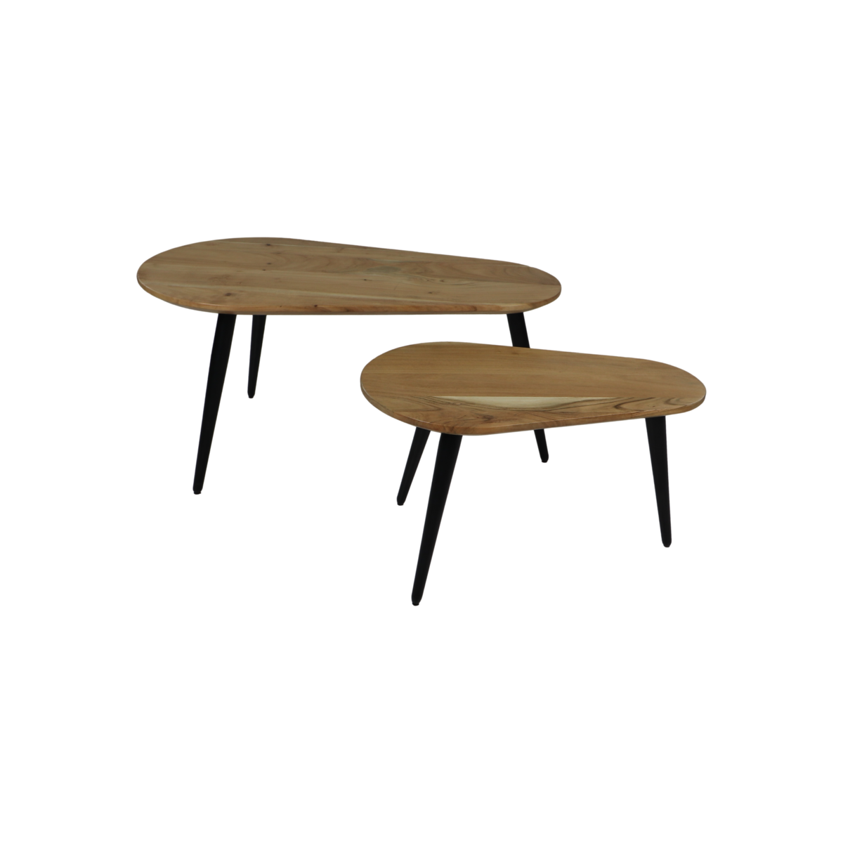 Coffee tables Zurich - 95x52x46 - Natural/black - Acacia wood/iron - Set of 2