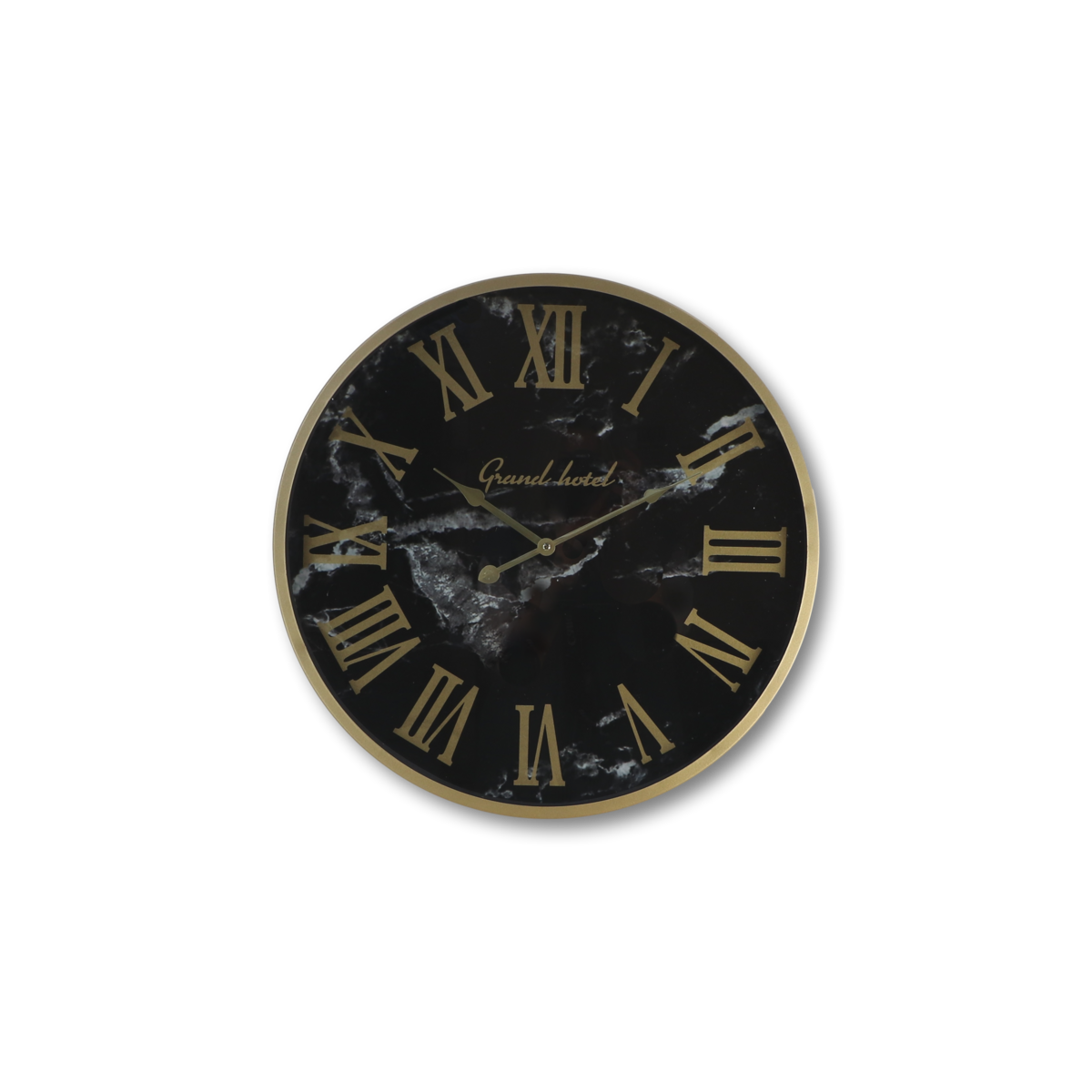 Wall clock Roman Marseille - ø50x6 cm - Black - Marble look/Iron