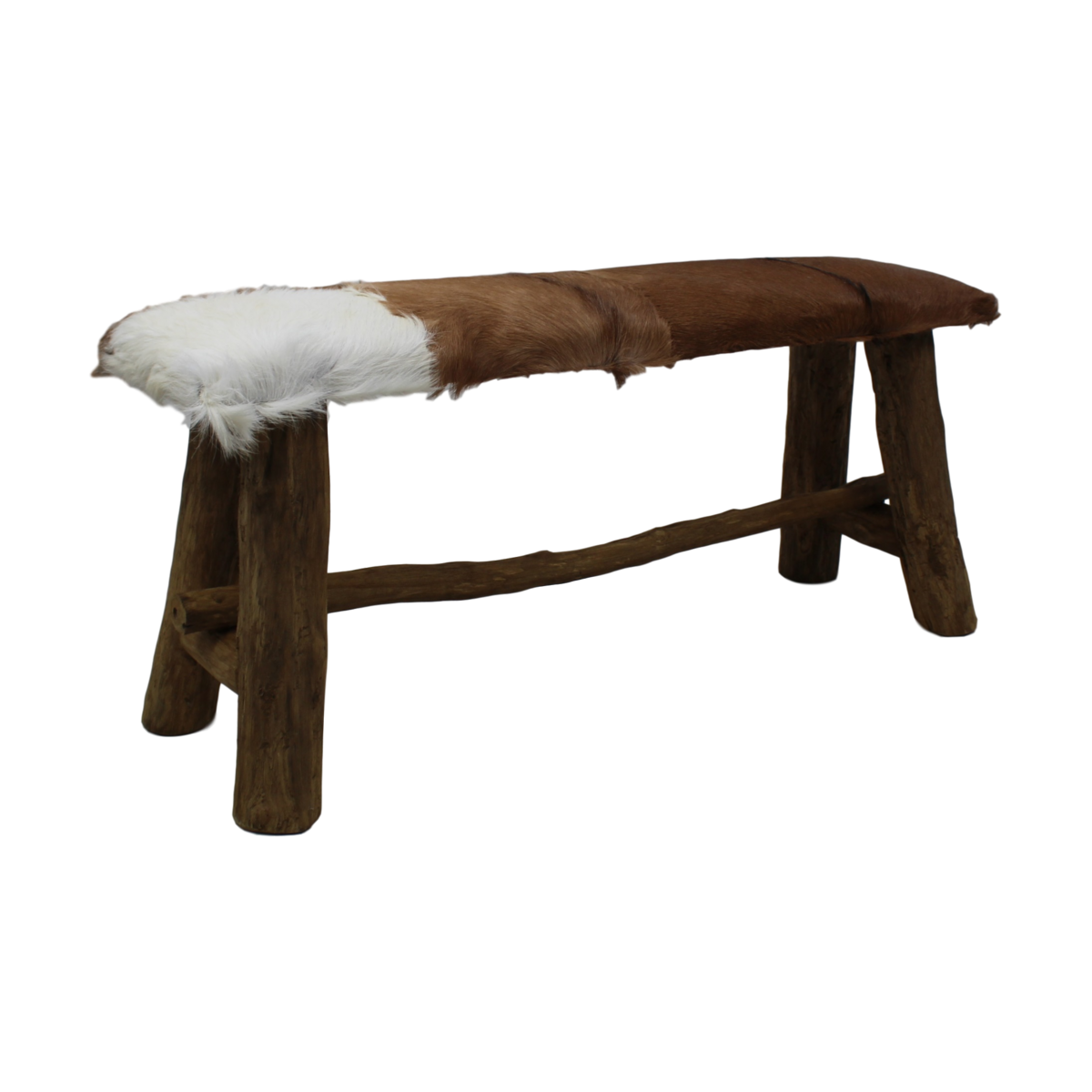 Decorative Bench - goatskin/teak