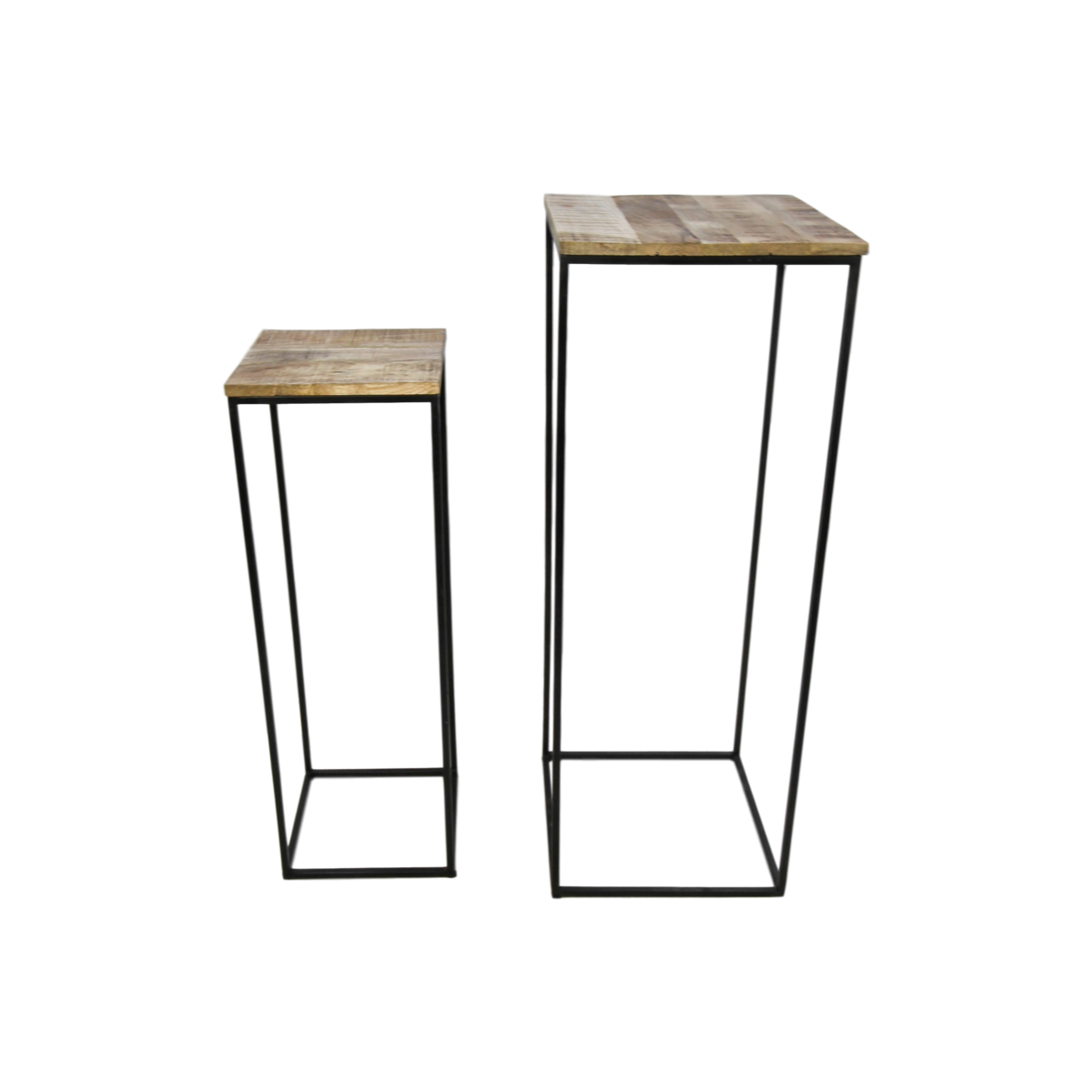 2 Piece Plant Stand Set - mango wood/iron