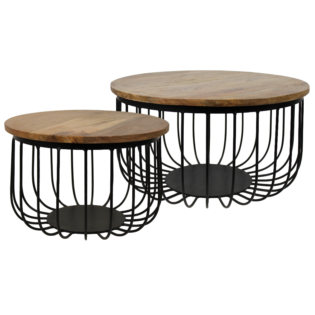 2 Piece Coffee Table Set Maden - mango wood/iron - natural