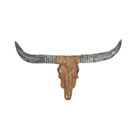 Wall deco buffalo head - natural wax - teak