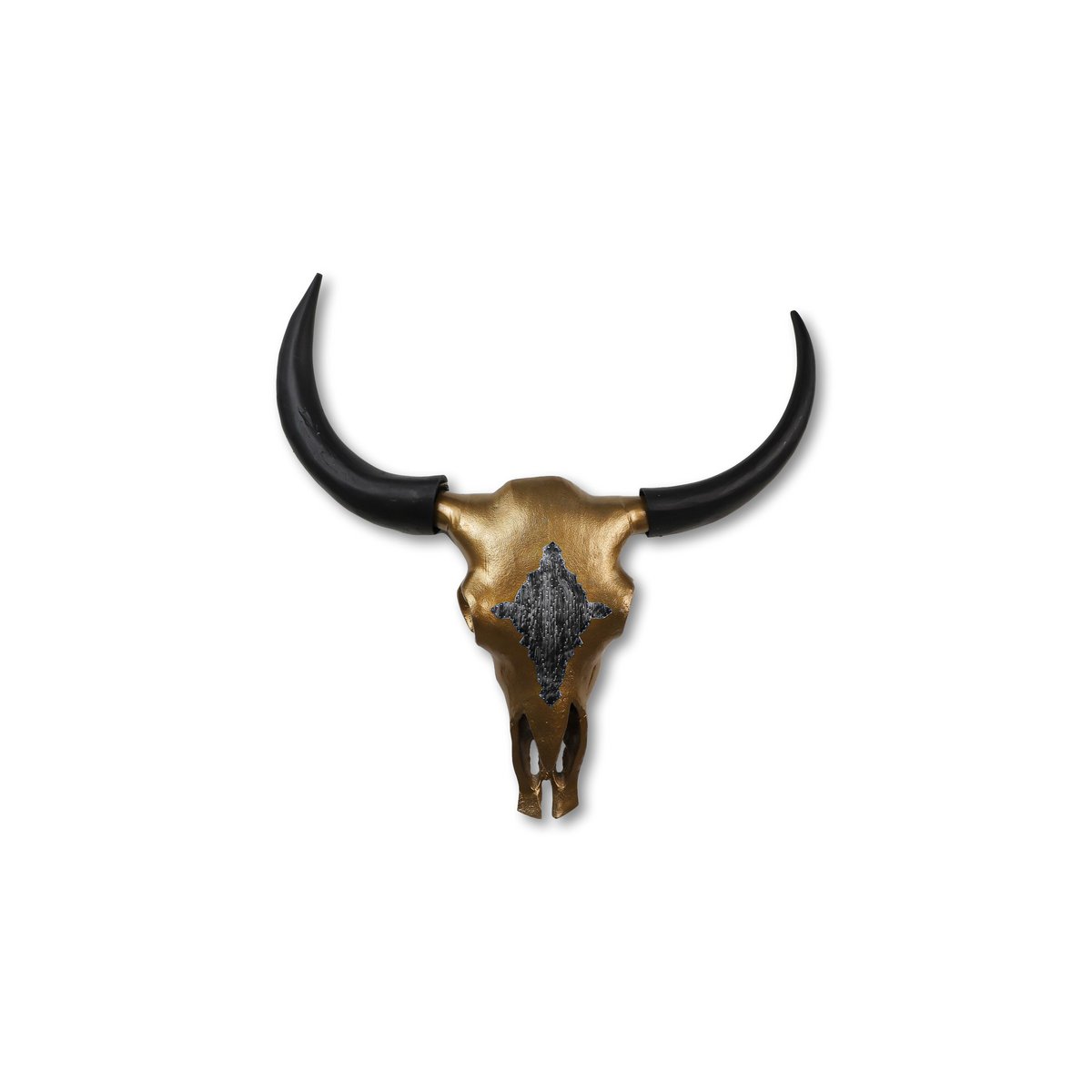 Buffalo head L - 80x80x10 - gold / black - metal.