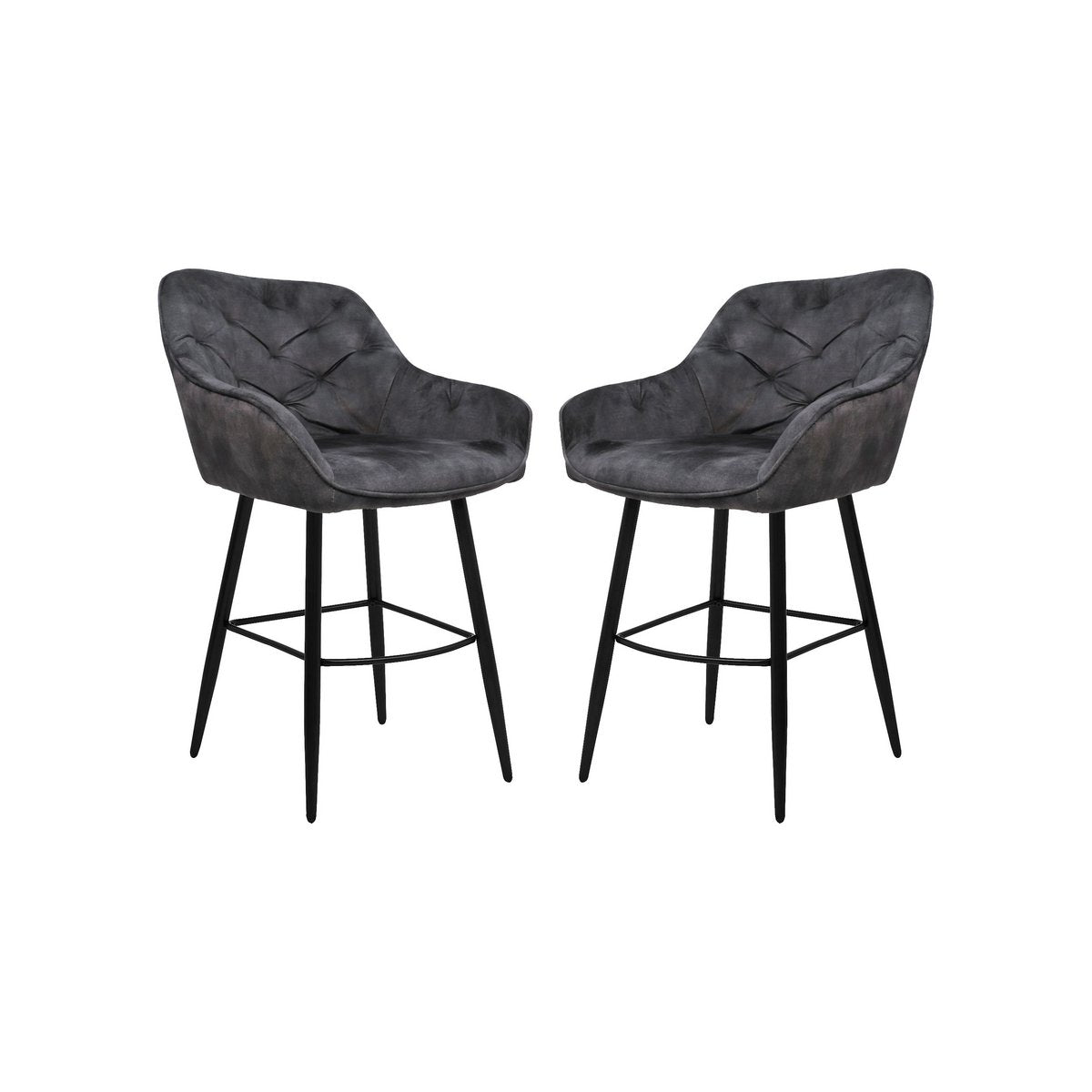 Barchair Liverpool - 56x61x97 - Anthracite/Black - Velvet/metal