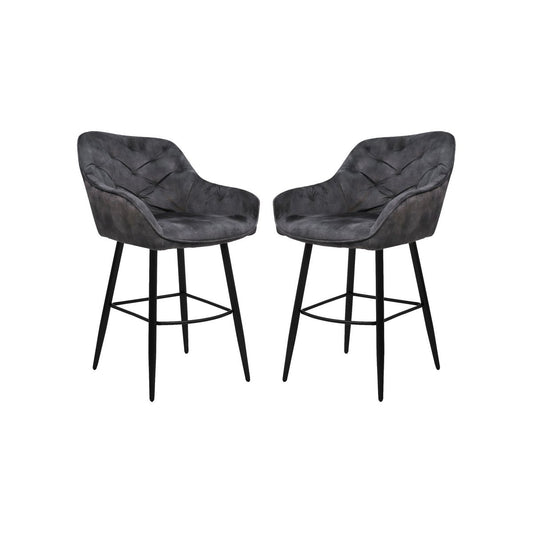 Barchair Liverpool - 56x61x97 - Anthracite/Black - Velvet/metal