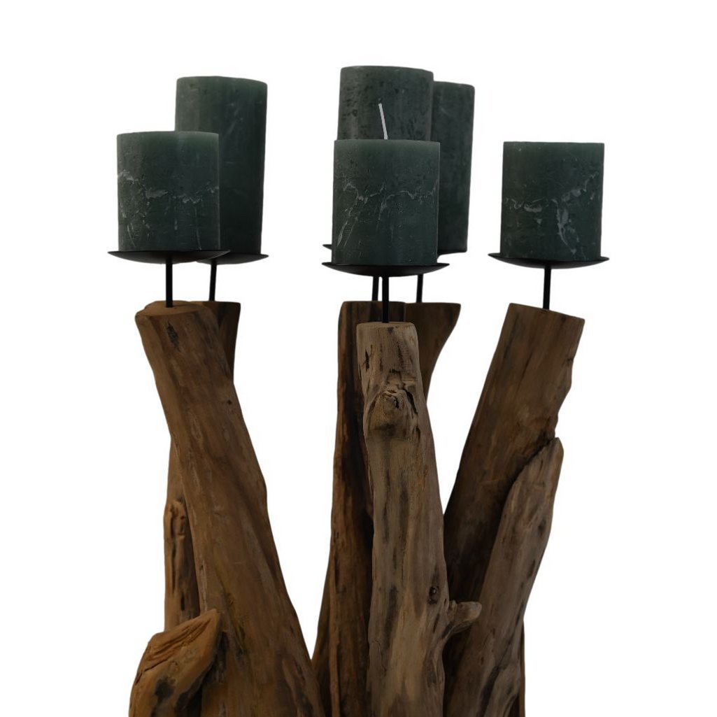 Candle 6- holder - 35x35x65 - Drift wood