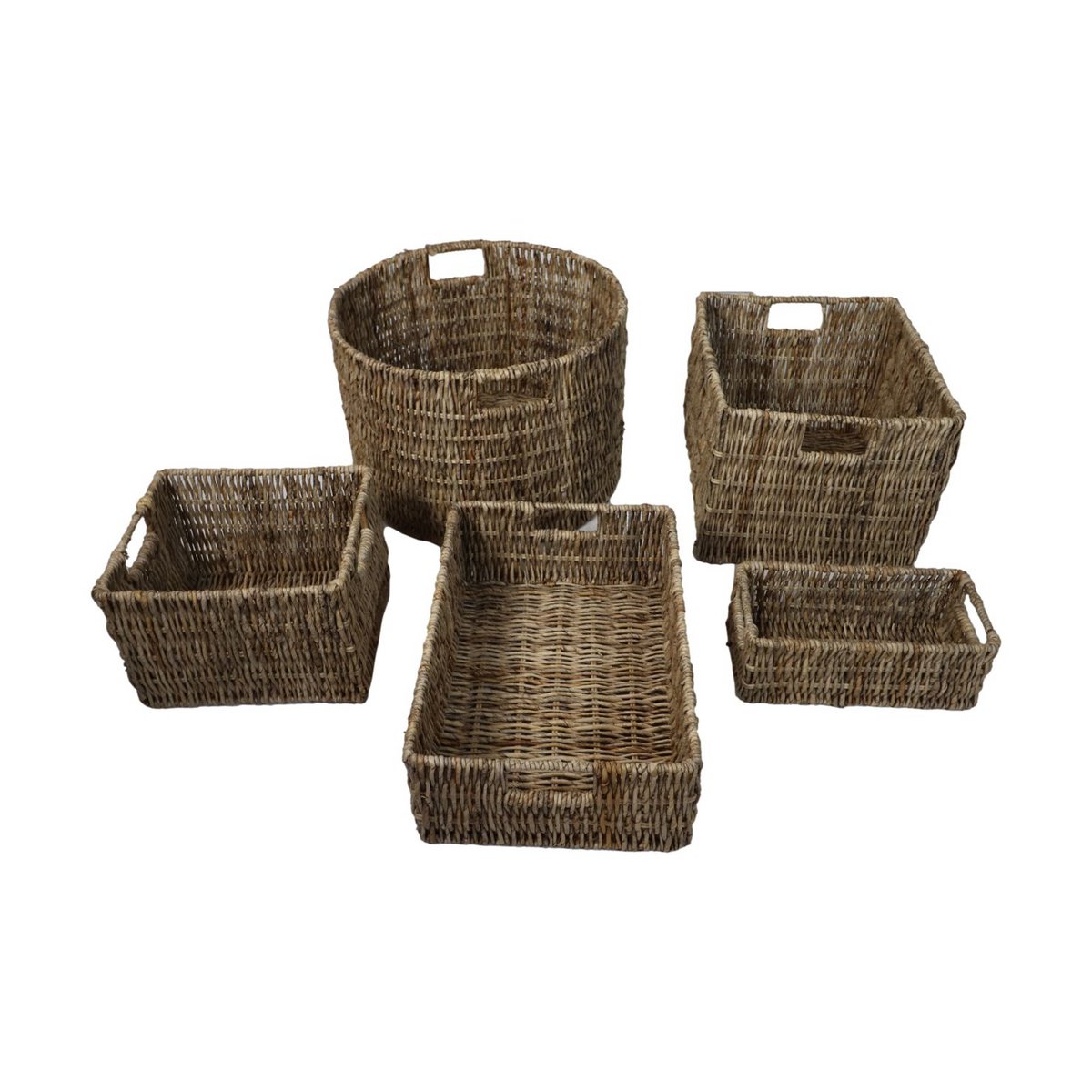 Baskets Set - ø47x30 - Natural - banana leaf - Set of 5