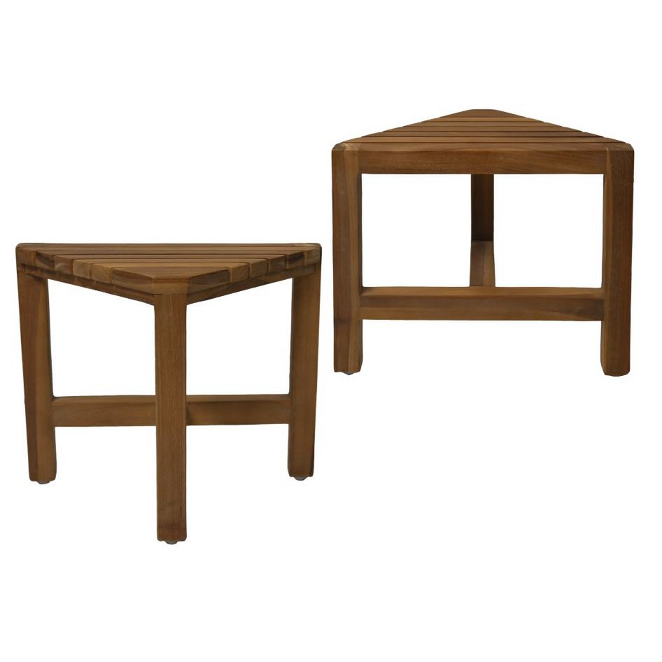 Decoratieve hoekkruk - 38x20x32 - Natuurlijk - Teak - Set van 2