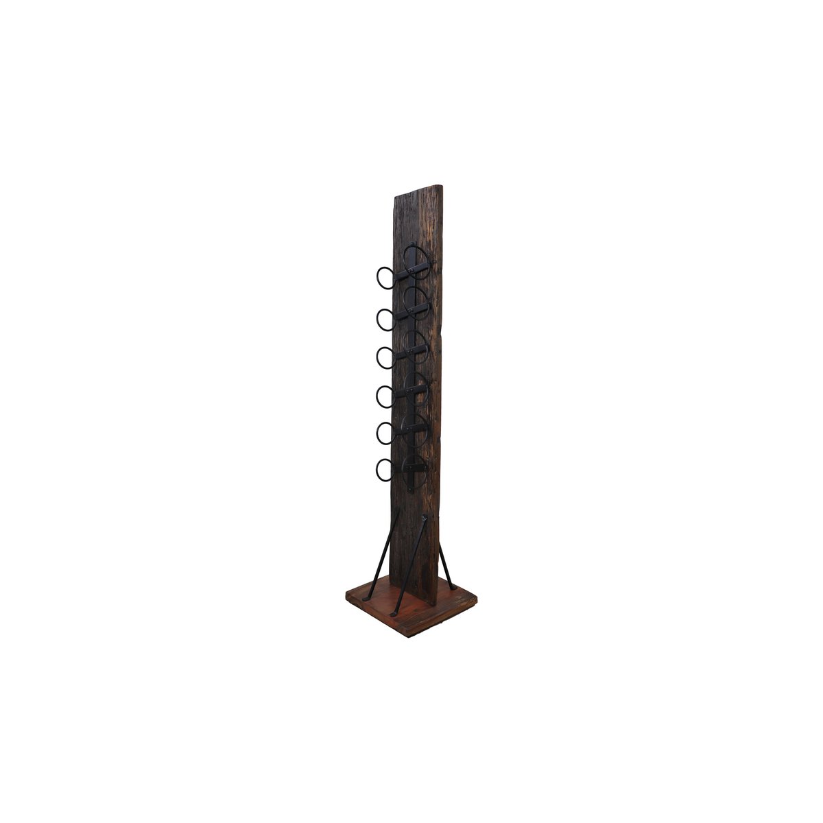 Wine rack 6 bottles - 30x30x120 - Dark brown/black - Old wood/metal