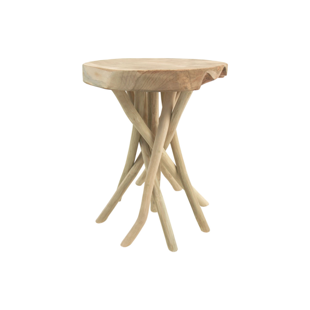 Accent stool Branch - light brown - teak - new