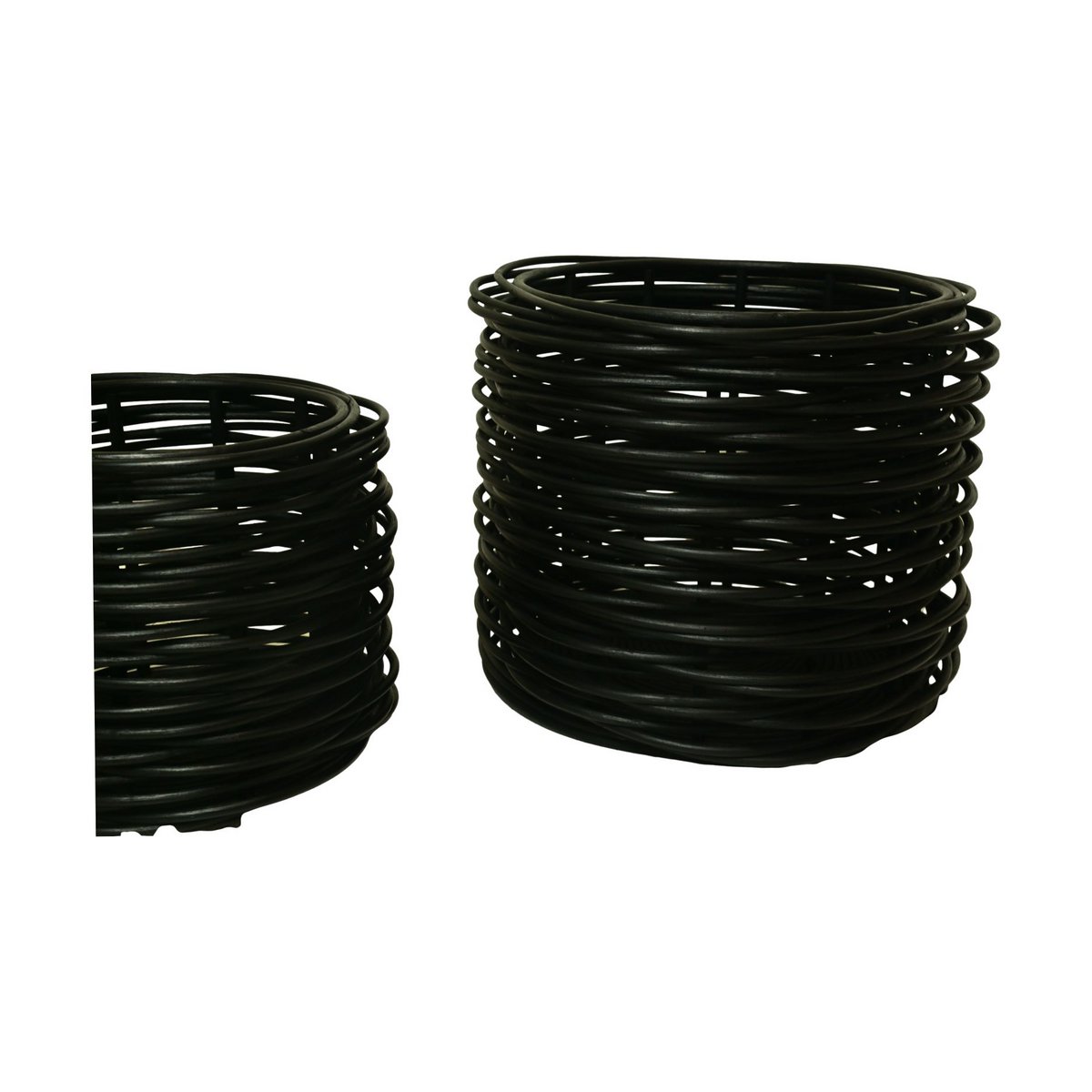 Baskets Set of 2 -  ø36x40/ø50x40 - Black - Rotan