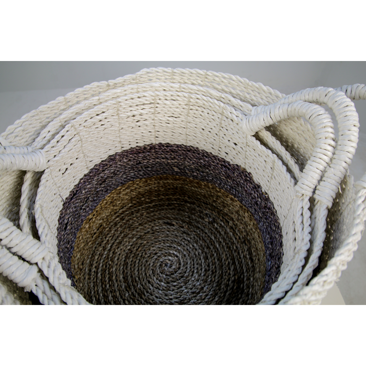 3 Piece Basket Set - natural/purple/white