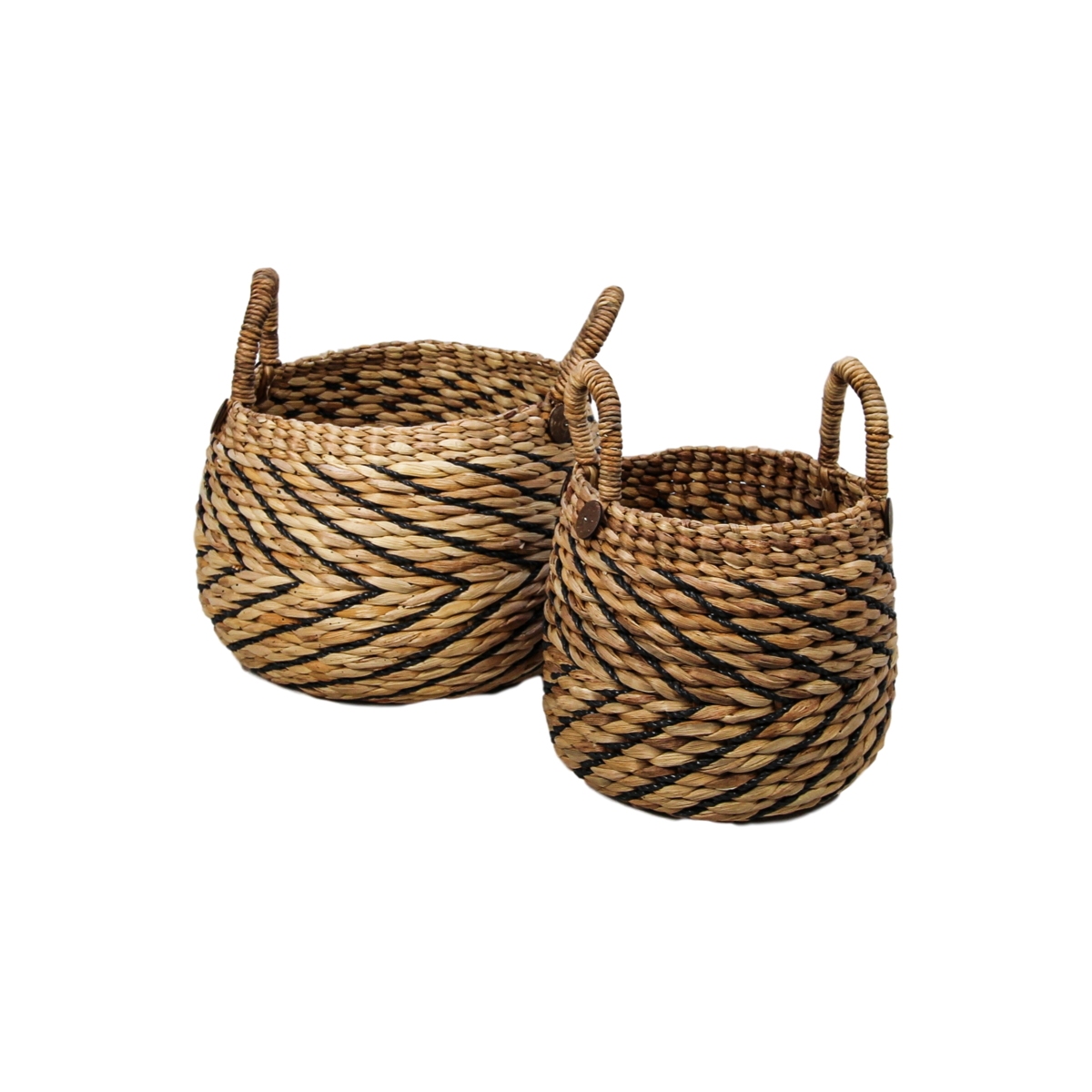 2 Piece Storage Basket Set - natural/black - Water Hyacinth