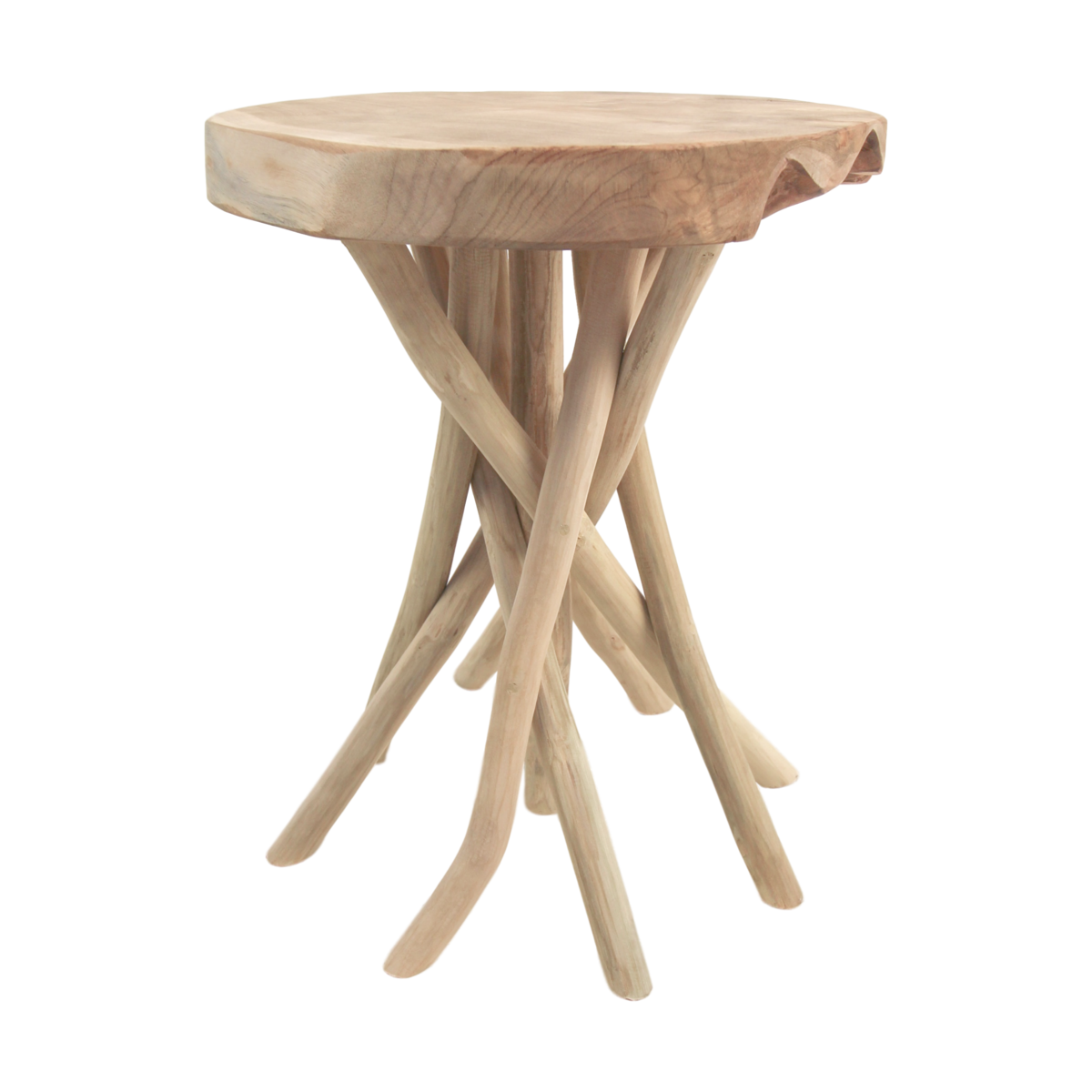 Accent stool Branch - light brown - teak - new