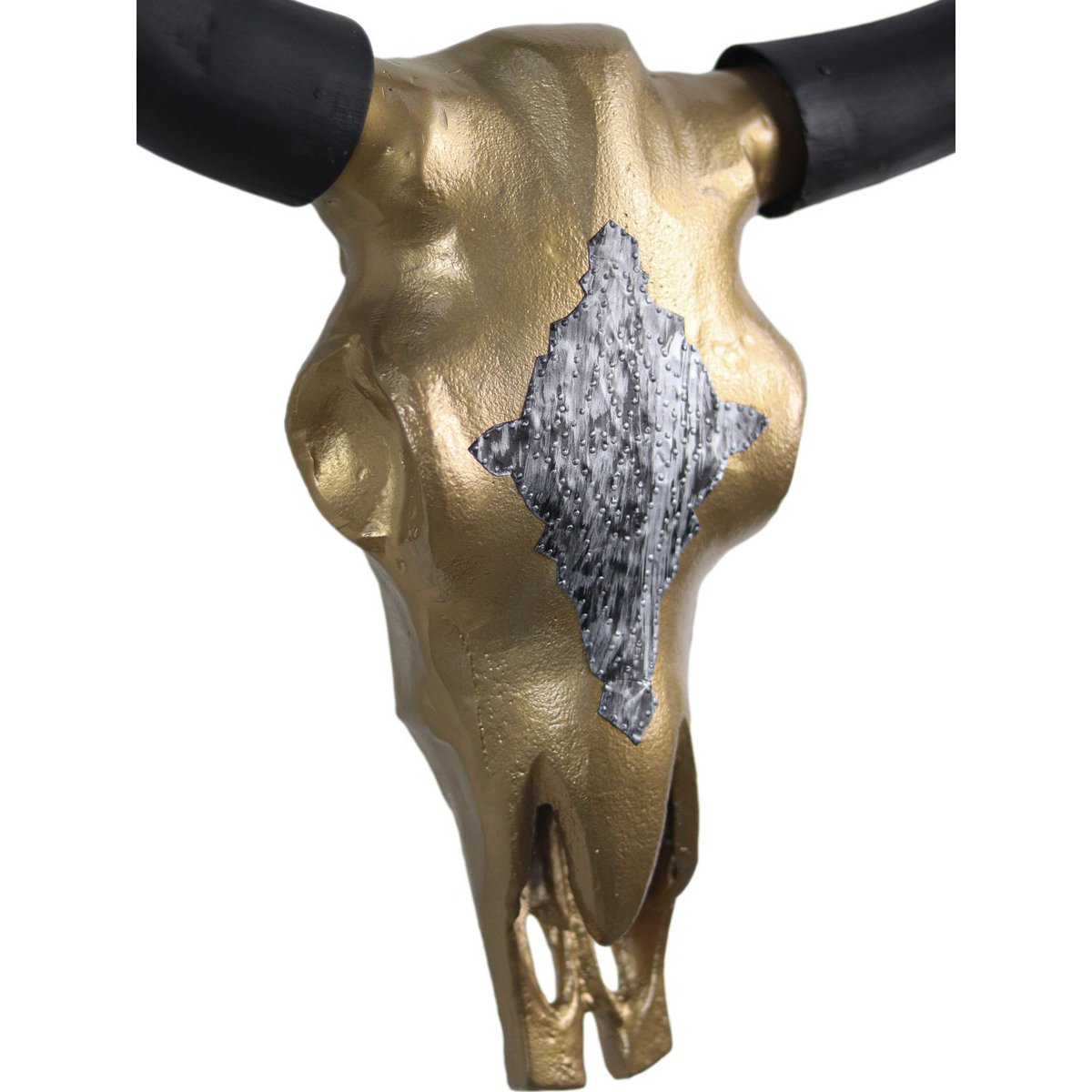 Buffalo head L - 80x80x10 - gold / black - metal.