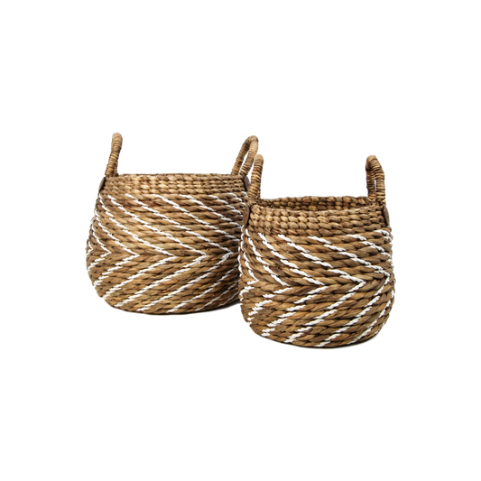 2 Piece Storage Basket Set - natural/white - Water Hyacinth