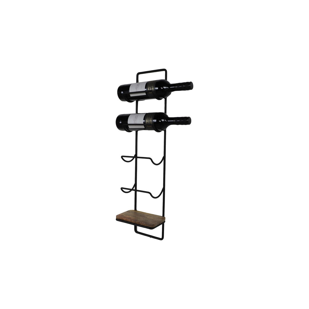 Wine rack 5 bottles - 15x10x70 - Natural/Black - Mango wood/metal