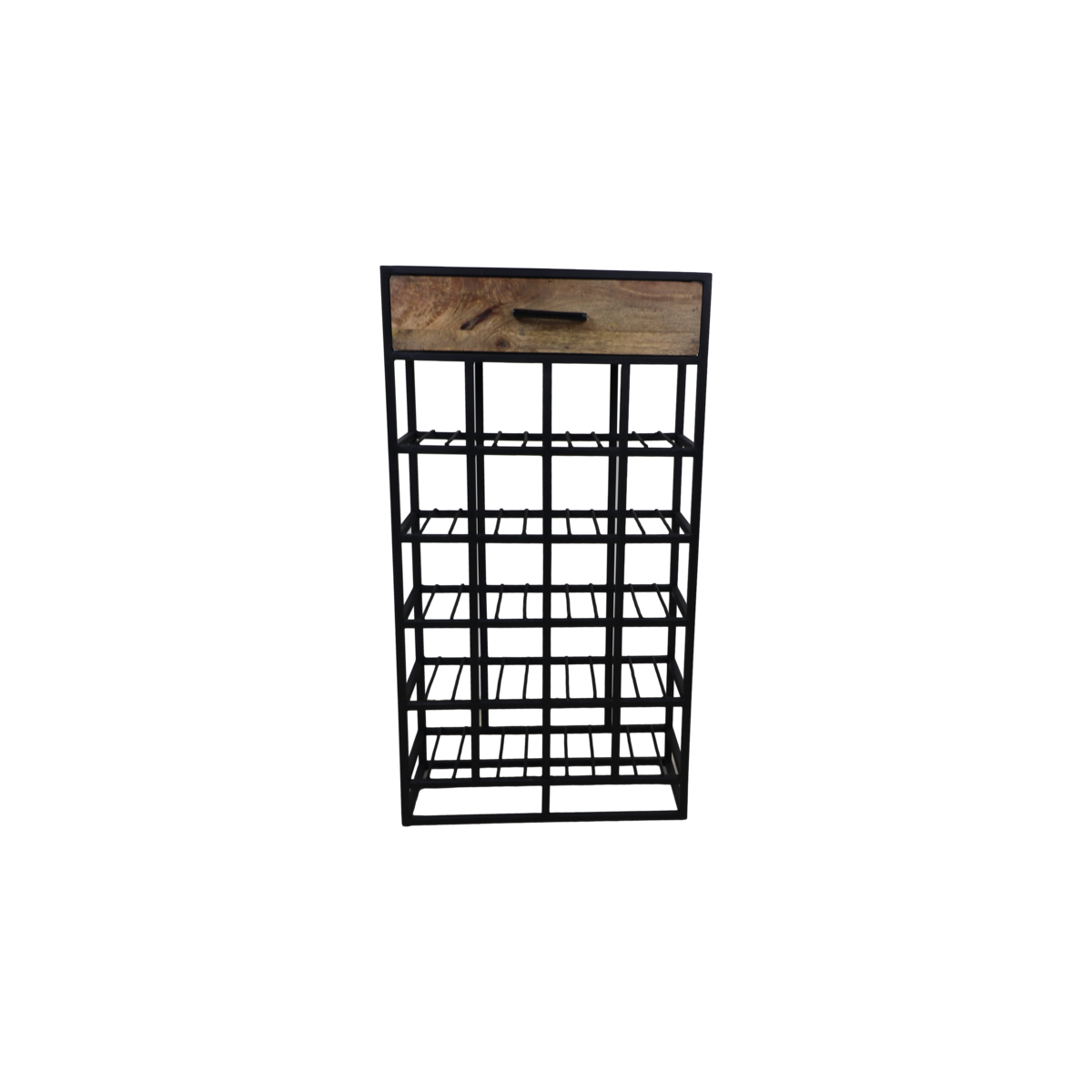 Wine rack 20 Bottles - 46x21x85 - Natural/black - Mango wood/iron