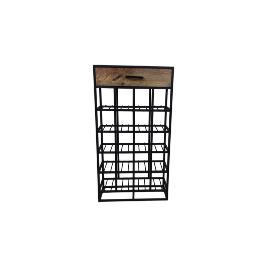 Wine rack 20 Bottles - 46x21x85 - Natural/black - Mango wood/iron