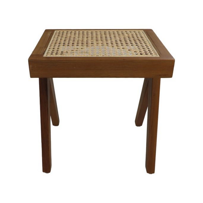 Decoratieve kruk - 42x32x45 - Naturel - Teak/rotan