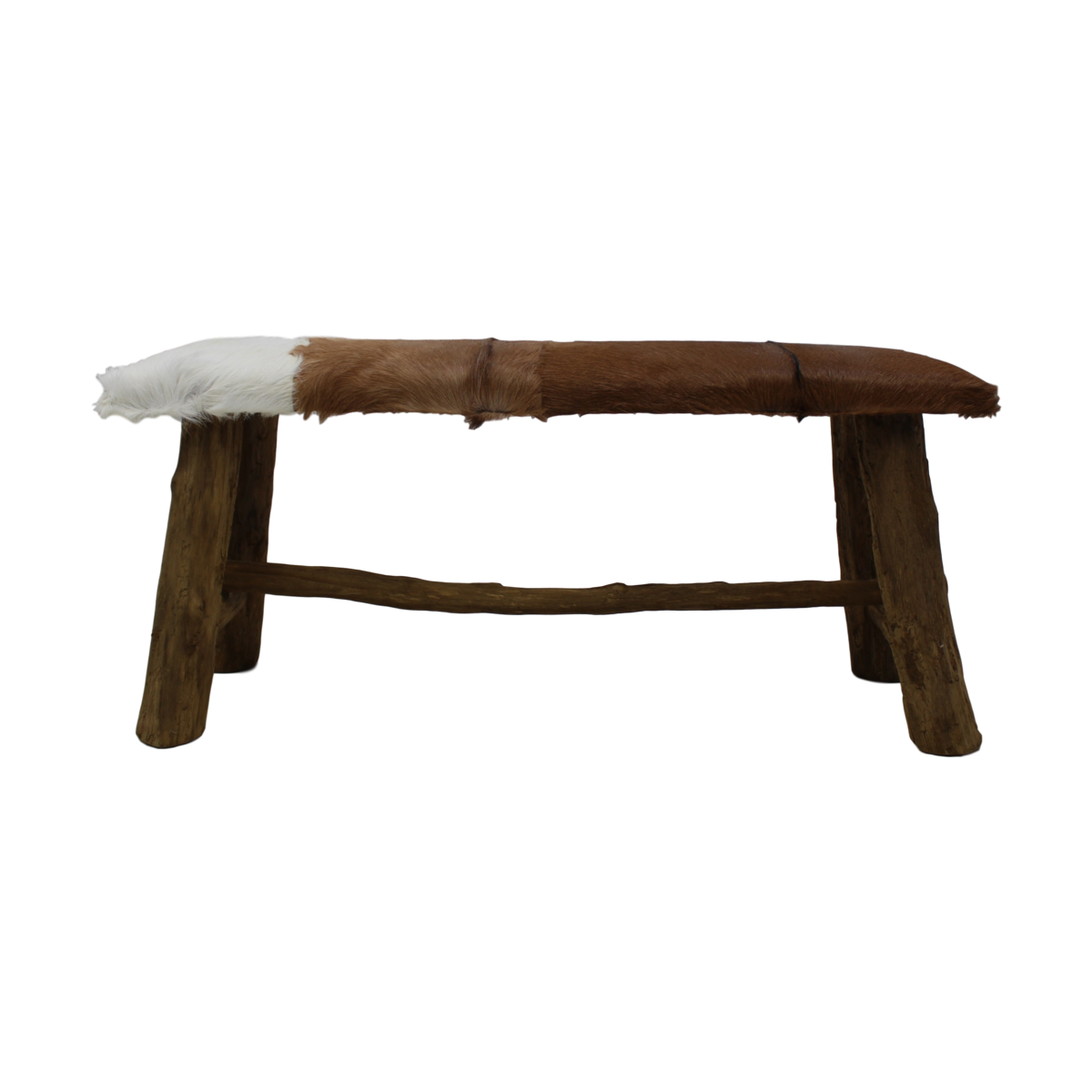 Decorative Bench - goatskin/teak