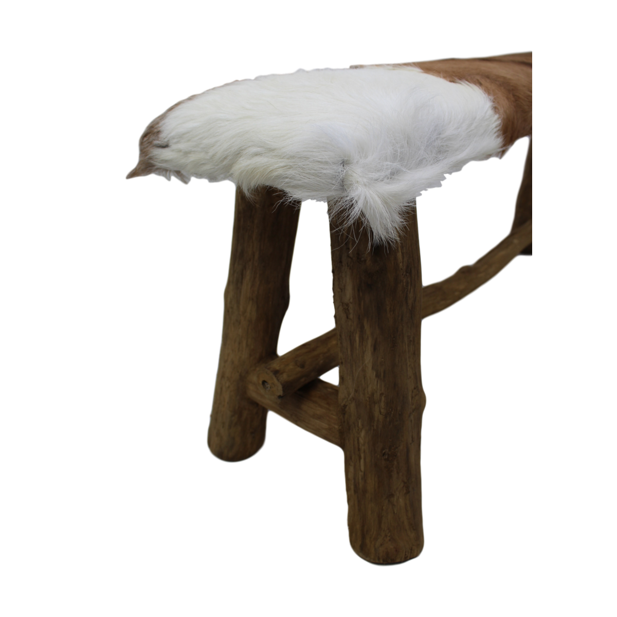 Decorative Bench - goatskin/teak